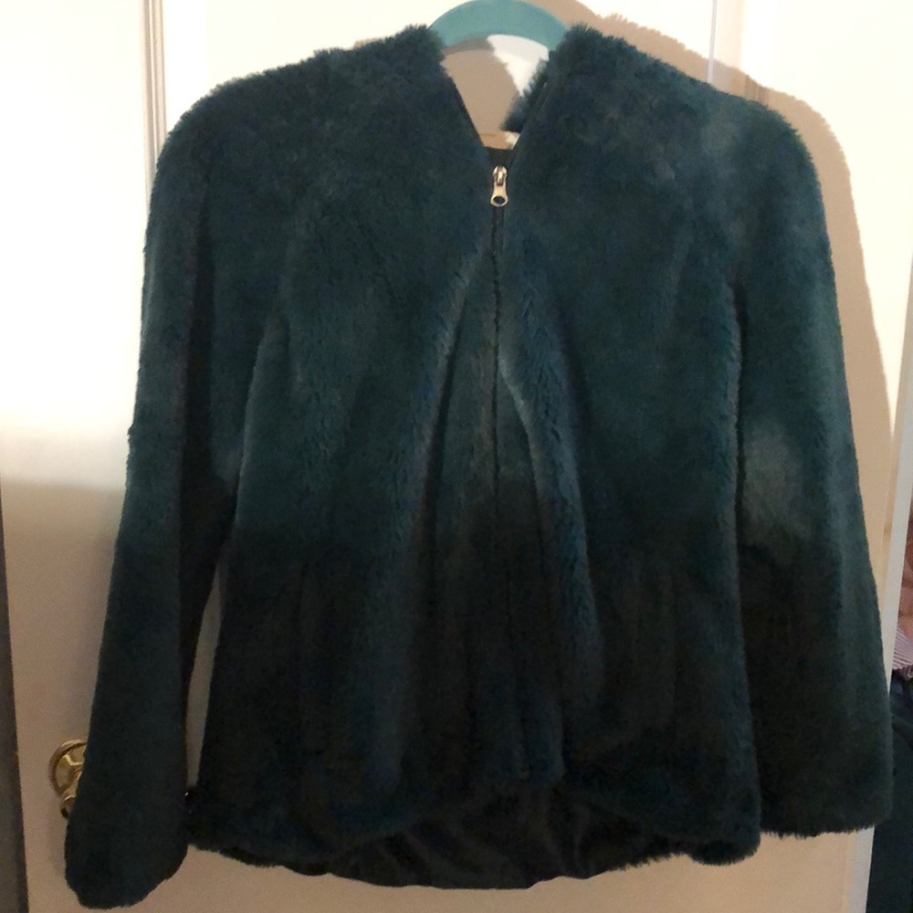 Green furry jacket